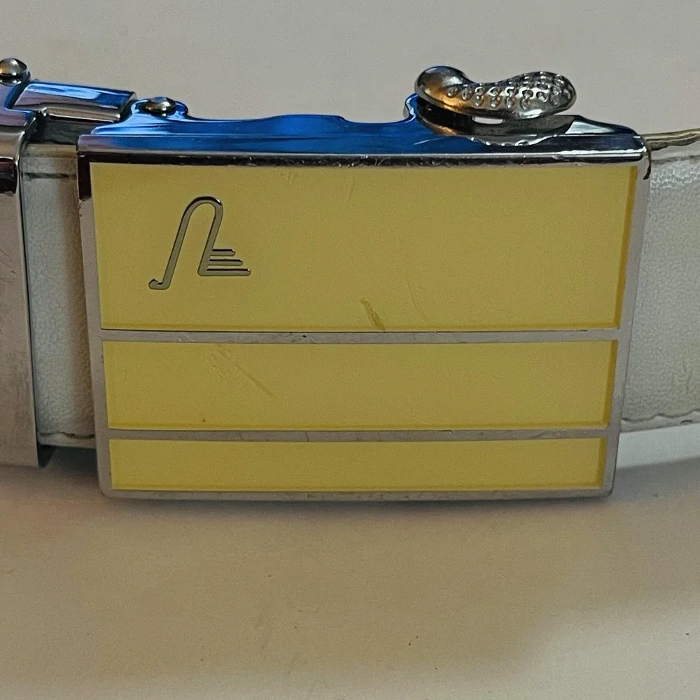 READ Mission Belt‎ Mens 50 White Leather Ratchet Automatic Buckle Adjustable